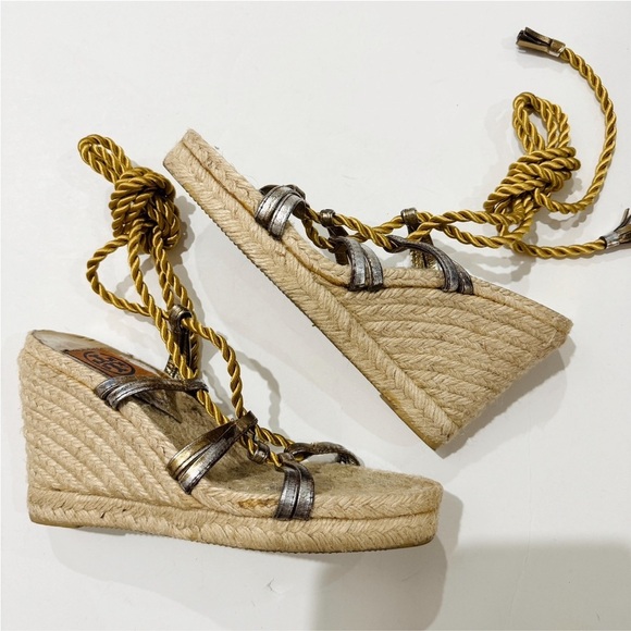 Tory Burch gladiator wedge espadrilles sandals - Picture 5 of 8